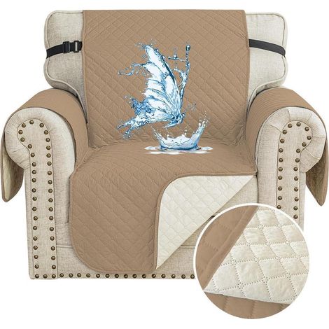 Sofaüberwurf 1 Sitzer wasserdicht, rutschfest, für Haustiere, hellbraun (1/5)