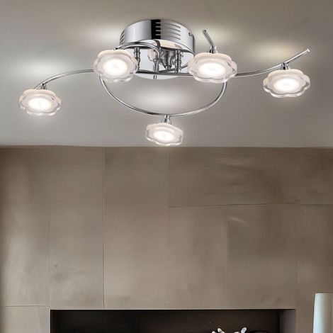 Lampada da soffitto a LED da 25 Watt con cristalli acrilici cromati a forma di fiore (1/5)