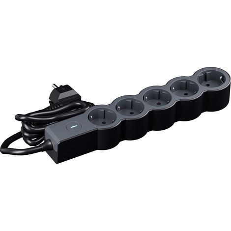 Bloc multiprise avec Interrupteur 5 Prises 2P+T câble 3 m Noir et Gris foncé (1/3)