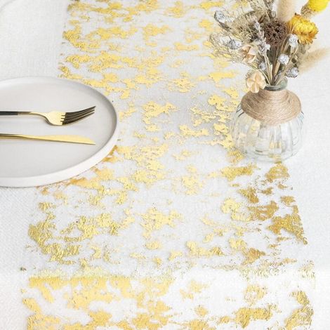 Tischläufer mit Goldfolie 28 cm x 900 cm, metallisches Tischband, Dekoration für Partys, Geburtstage, Hochzeiten, Weihnachten, DIY, Verpackung (Gold) (1/5)