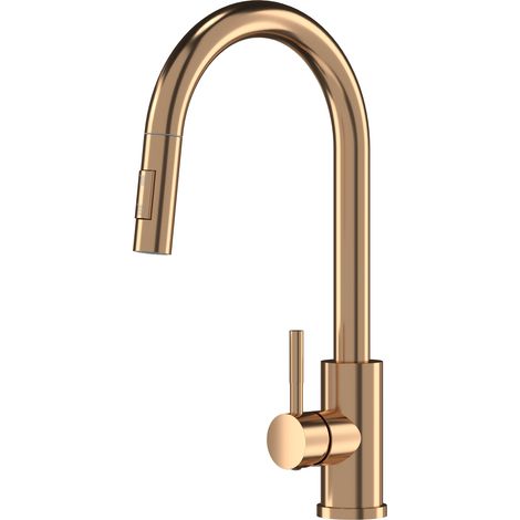 Mitigeur de Cuisine avec Douchette Extractible Loseto Rosegold - Acier Inoxydable, 39 cm, 2 Jets, Rotatif 360° (1/5)