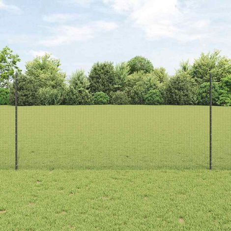 Zaun mit Pfosten Grau 1,2 x 10 m Stahl und PVC
