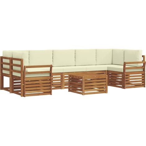 Conjunto de sofás de exterior con cojín 8 pcs Natural y Crema vidaXL (1/5)