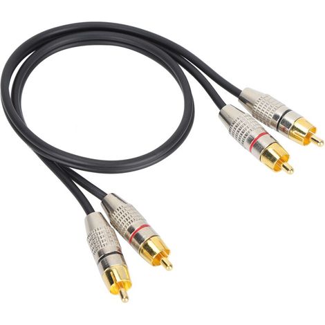 Câble Audio 2 RCA Mâle vers 2 RCA Mâle avec Connecteur en Alliage d'Aluminium pour Xbox 360 - Noir 0.5m / 1.6ft (1/5)