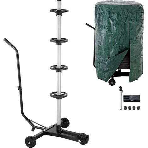 MONZANA® Aluminium Mobile Wheel Rim Tree 225mm Includes Protective Waterproof Cover 100kg Load Capacity 3 Castors Wheels Wheel Holder Tyre Stand Black (1/5)