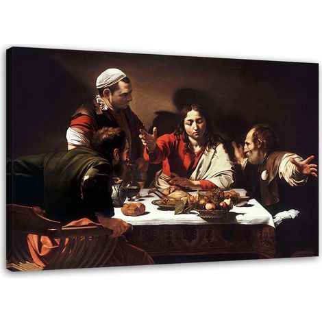 Tableau sur toile REPRODUCTION La Cène à Emmaüs - Caravaggio 100x70 (1/5)
