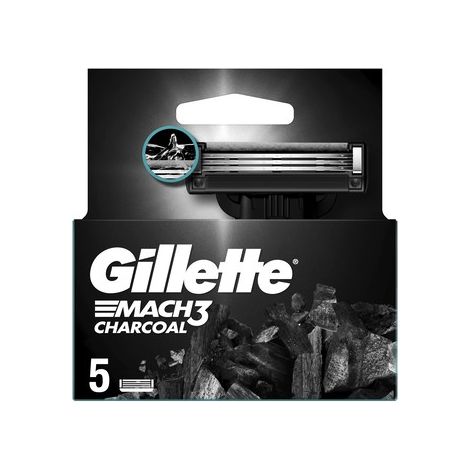 Gillette Mach3 Charcoal - 5 lamette da barba da uomo - Rasatura perfetta