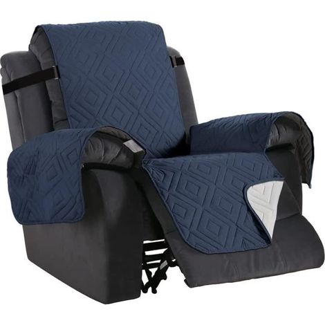 Housse De Fauteuil Relax,WOVTE Réversible Housse De Chaise Inclinable Matelassé Housses De Canapé / 53CM - Marine (1/4)