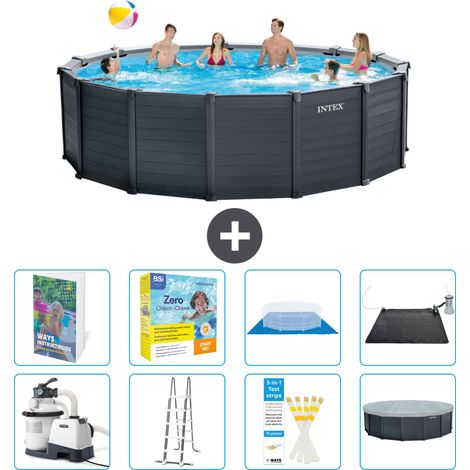 Intex Piscina Graphite Panel Rotonda - 478x124 cm - 9-pezzi  S582