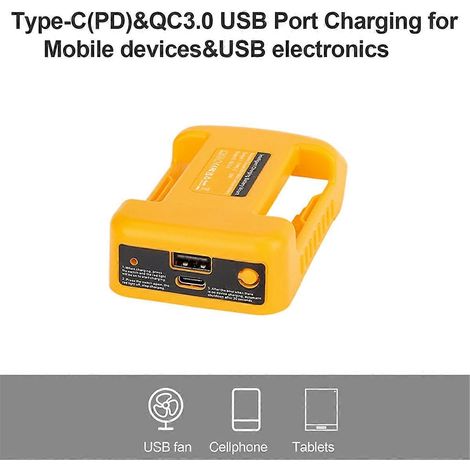 Adaptateur chargeur USB pour batterie Li-ion Dewalt 18V 20V - FFY (1/4)