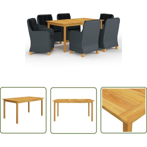 Maison Exclusive 7-tlg. Garten-Essgruppe Dunkelgrau (1/5)