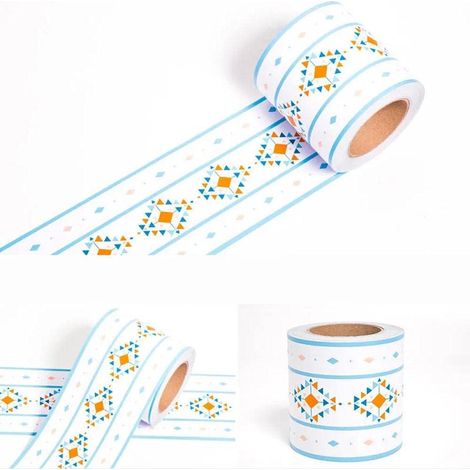 Frises Papier Peint Géométrie bleue 12 X 1000cm Moulure Murale Autocollant Murals Adhesif Murale Plinthe Adhesive PVC (1/4)