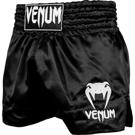 Pantalones cortos clásicos Venum Muay Thai, negro/blanco, talla XL.