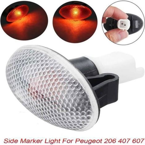 Voyant Latéral Clignotant Feu Position Répétiteur 12V 55W Blanc pour Peugeot 206 407 607 Citroën C2 C3 Berlingo (1/3)