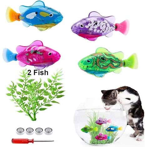 Ensemble de 2 poissons robots jouets pour aquarium électrique interactif (1/4)