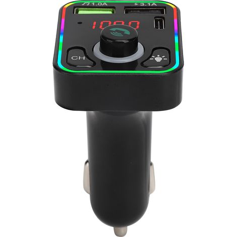 Émetteur FM Bluetooth F3 pour Voiture avec Chargeur et Lampe d'Ambiance Multicolore (1/5)
