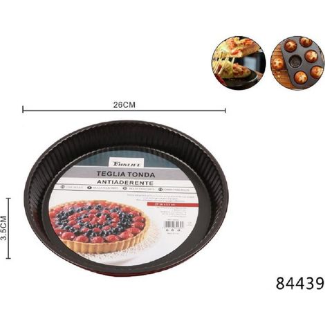 TRADE SHOP - Teglia Stampo Tortiera Per Dolce Torta Antiaderente Rotondo 26 X 3.5 Cm 84439 - (1/2)