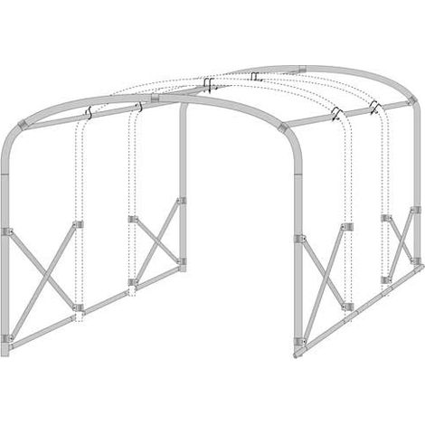 Abri tunnel largeur 3 m pieds droits pas à 1.50 m - Long 12 m, type 250µ vert/blanc, Façade 1 porte simple et 1 façade avec filet, (1/4)