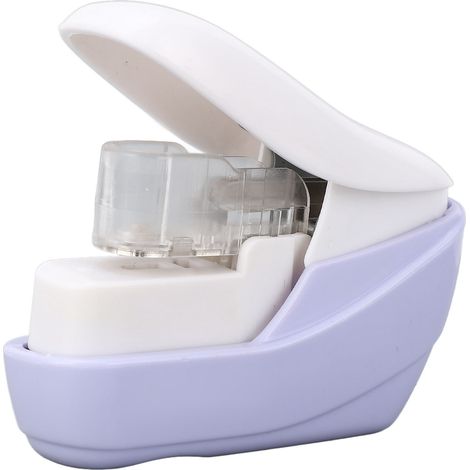 Agrafeuse sans agrafes manuelle, agrafeuse à sertir, machine à agrafer le papier pour la maison, l'école et le bureau, capacité de reliure 4 pages, violet (1/5)