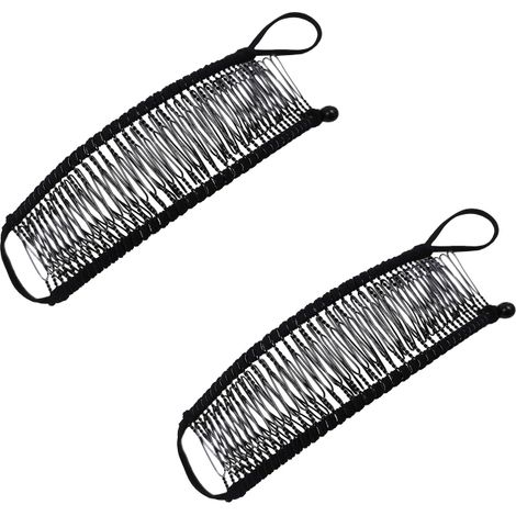 Juego de 2 pinzas para el cabello tipo banana extensibles, con doble peine, para cabello grueso y estirado (40 dientes).