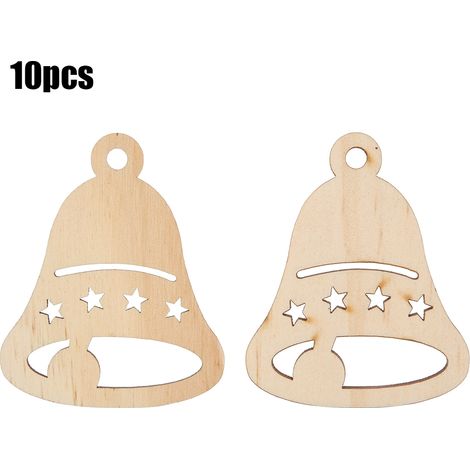 Lot de 10 assiettes suspendues en bois pour décoration d'arbre de Noël et Nouvel An, artisanat DIY avec corde fournie (Modèle 12) (1/5)