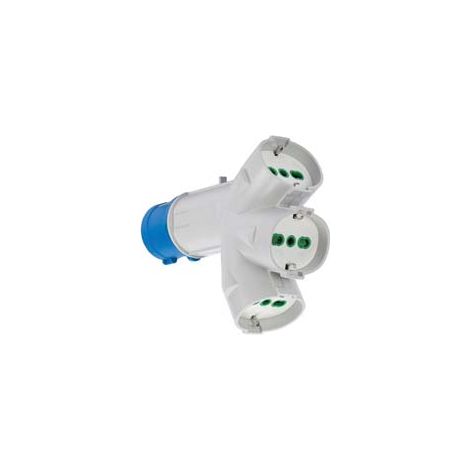 ADATTATORE INDUSTRIALE 200-250V CON SPINA E 3 PRESE CEE IP44- - 16A colore blu 73095 - 1 pezzi FANTON