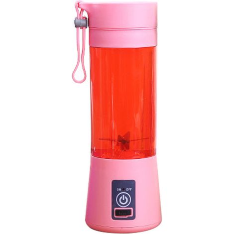 Mélangeur de jus de fruits électrique, rechargeable par USB, 4 lames pour un excellent mélange, 380 ml. 1pc rose (1/4)