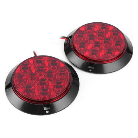 [JAMAIS UTILISÉ]Lot de 2 feux stop ronds étanches 12V/24V à 16 LED pour bateau, quad et camion (1/5)