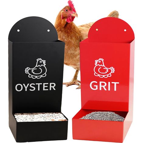 Mangeoire pour coquilles d'huîtres et gravier / Distributeur métallique de friandises pour poulets / Mangeoire automatique suspendue pour poulaillers (1/5)