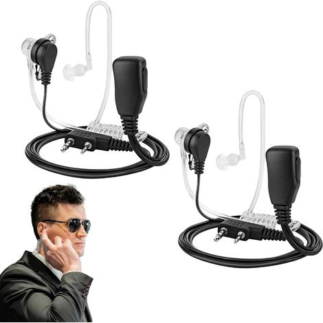 PCS Walkie Talkie Earpiece 2-Pin Headset (150CM), Walkie Talkie Radio Earpiece, Compatible with Kenwood BAOFENG UV5R 888S RT24 RT27 HESENATE HT999 Two-Way Radio