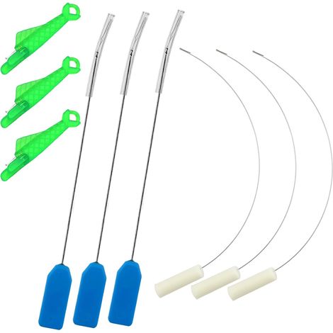 Lot de 6 enfile-aiguilles de surjeteuse avec 3 enfile-aiguilles de type poisson, enfile-aiguille à boucler et surjeteuse, outil de filetage pour machine à coudre à la main (9 pièces) (1/5)