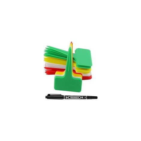 120 pièces Etiquette Jardin Exterieur Marqueurs en Plastique de Plantes Type T Plastique Etiquette Potager avec Stylo étanche Etiquetage Réutilisable et Accessoires pour Plantes(Multicolore) (1/5)