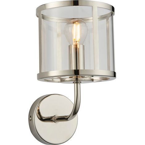 Endon Hopton Lampada da parete con paralume in vetro Nichel brillante (1/5)