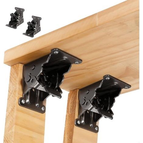 2 soportes plegables, bisagras autoblocantes, bisagras para patas de muebles plegables, herrajes y refuerzos para patas plegables, para mesas, camas y muebles con mecanismo. (1/5)