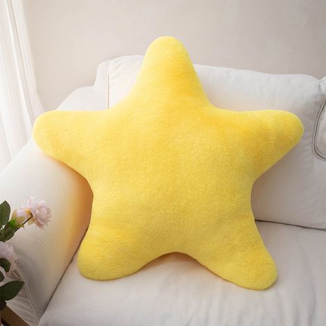 Coussin Étoile - Coussin Décoratif Jeter pour Lit Canapé - Coussin au Sol Forme Étoile - 40 cm - Jaune - Polyester - 300 g (1/5)
