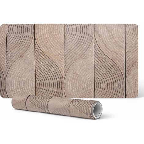 Alfombrilla protectora antideslizante para escritorio con estampado de olas de madera, 120 x 60 cm.