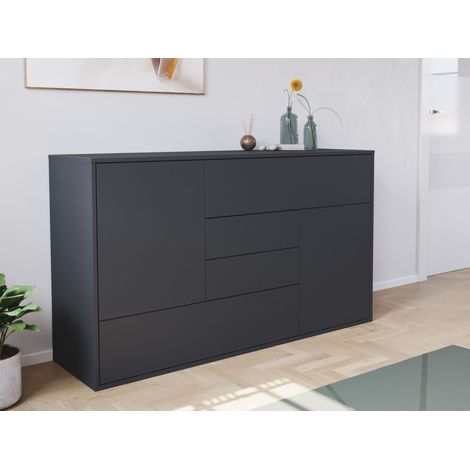 Sideboard stehend Karat A 140cm 2 Türen 4 Pushauszüge Grafit