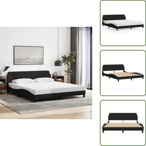 Bettgestell ohne Matratze Schwarz 160x200 cm Stoff - Bettsofa - Doppelbett - Boxspringbetten - Lattenrost - Holzrahmen (1/5)
