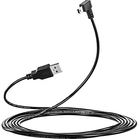 Cavo USB A a Mini USB extra lungo da 3 m, angolo retto di 90 gradi, cavo dati Mini B per ricarica rapida con 5 clip di cablaggio per Garmin Dash Cam, Dashcam per auto, Tomtom GPS Navigation DVR