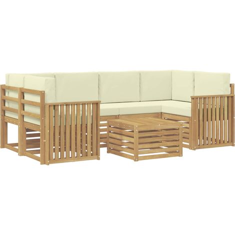 Ensemble de canapés d'extérieur 7 pc Blanc et crème Polyester vidaXL