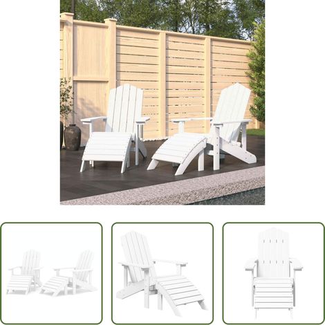 Chaise Adirondack - Chaises de jardin Adirondack lot de 2 repose-pieds PEHD Blanc (1/5)