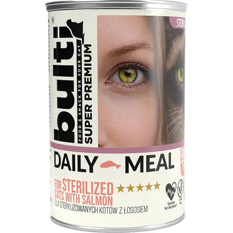 BULTI Repas Quotidien Stérilisé Aliment Humide pour Chat Saumon et Poulet 400g (1/4)