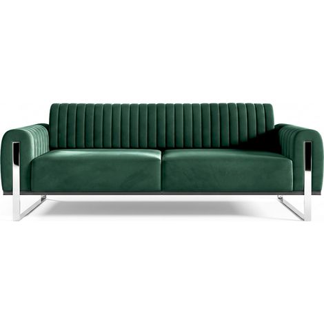 Selsey Parissa - Schlafsofa, Samt Grün verchromte Füße, 228 cm (1/5)