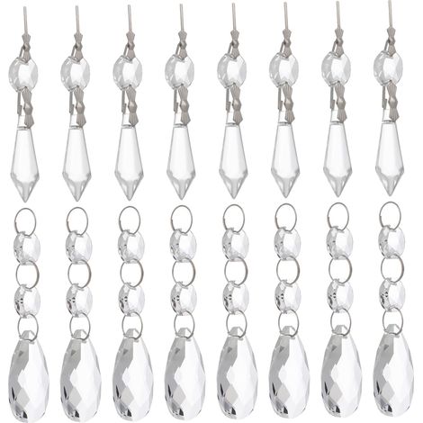 Cristaux de Lustre Transparents en Lot de 48 Pièces  Pendentifs Suspendus, Finition Raffinée, Forme Unique, Usage pour Fenêtres et Bijoux (1/5)