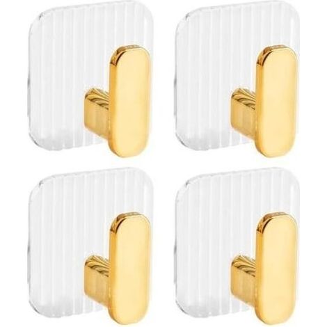 4 Pièces Doré Crochet Adhesif Mural,Patere Salle de Bain,Accroche Torchon Cuisine,Crochet Porte,Crochet Mural Adhesif pour Vêtements, Serviettes et Chapeaux (1/5)