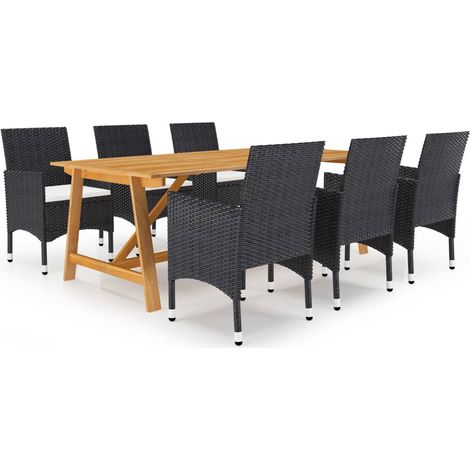 7-tlg. Garten-Essgruppe Schwarz