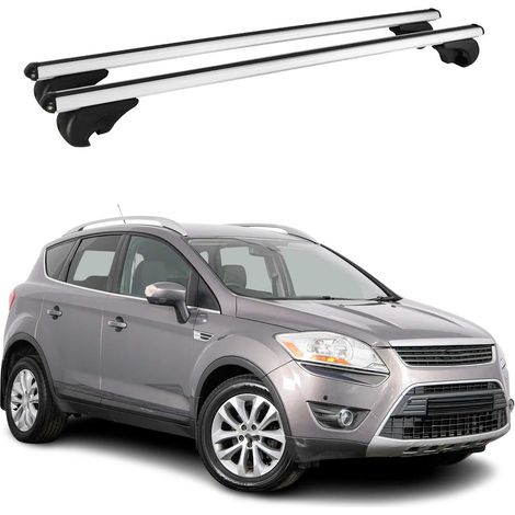 OMAC Aluminium Dachträger Querträger für Ford Kuga I 2008-2012 – TÜV / DIN 75302:2019 – Abschließbar – Max. 75 kg – 2 Stangen Silber (1/5)