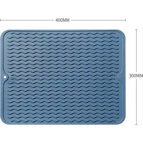 Vert Tapis de Séchage en Silicone, Grand Tapis égouttoir Isolation Thermique Antidérapant et Lsolation Thermique Tapis de Séchage Vaiss pour Séchage des Couverts et Assiettes(40cmx30cm) (1/3)