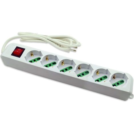 Multipresa schuko ciabatta elettrica a 6 posti polivalenti 10/16A con interruttore on/off 250V max 2500 watt cavo 1,5 m con spina italiana (1/5)