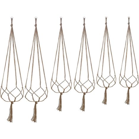 Support Pour Plante - Suspension En Corde De Coton - Pour Intérieur Et Balcon - 6 Pièces - Longueur 90 À 122 Cm (1/4)